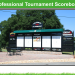 a slide titled professional tournament scoreboard with picture of golf scoreboard