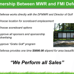 a slide titled partnership between MWR and FMI Defense