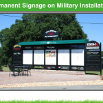 a slide titled Permanent Signage on Military Installations and golf scoreboard