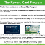 a slide with details about the reward card program for advertisers